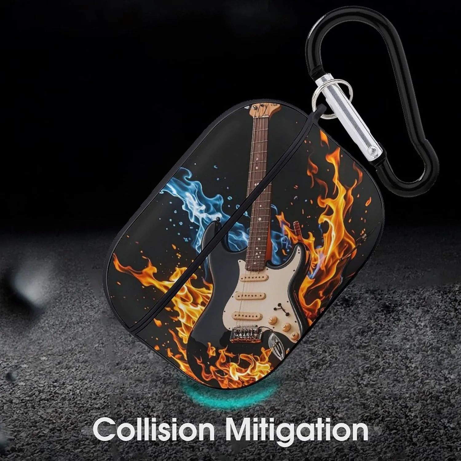 Airpods Pro Case for (2nd/1st Gen), Electric Guitar Music Airpods Pro 2 Cover, Earpods Case with Durable Carabiner, Earbud Cases Supports Wireless Charging Durable and Shockproof