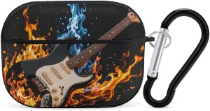 Airpods Pro Case for (2nd/1st Gen), Electric Guitar Music Airpods Pro 2 Cover, Earpods Case with Durable Carabiner, Earbud Cases Supports Wireless Charging Durable and Shockproof