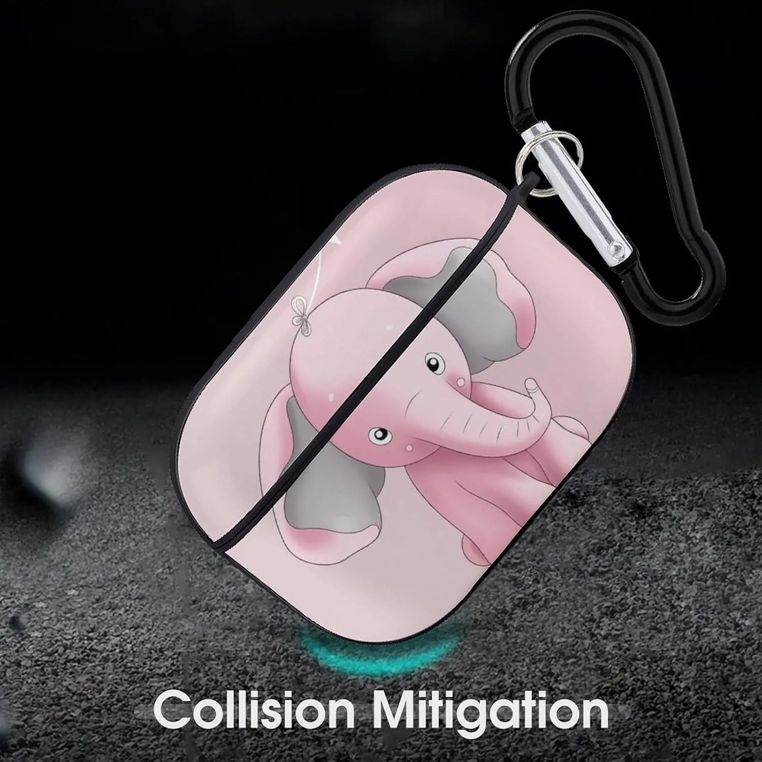 Airpods Pro Case for (2nd/1st Gen), Elephant Airpods Pro 2 Cover, Earpods Case with Durable Carabiner, Earbud Cases Supports Wireless Charging Durable and Shockproof