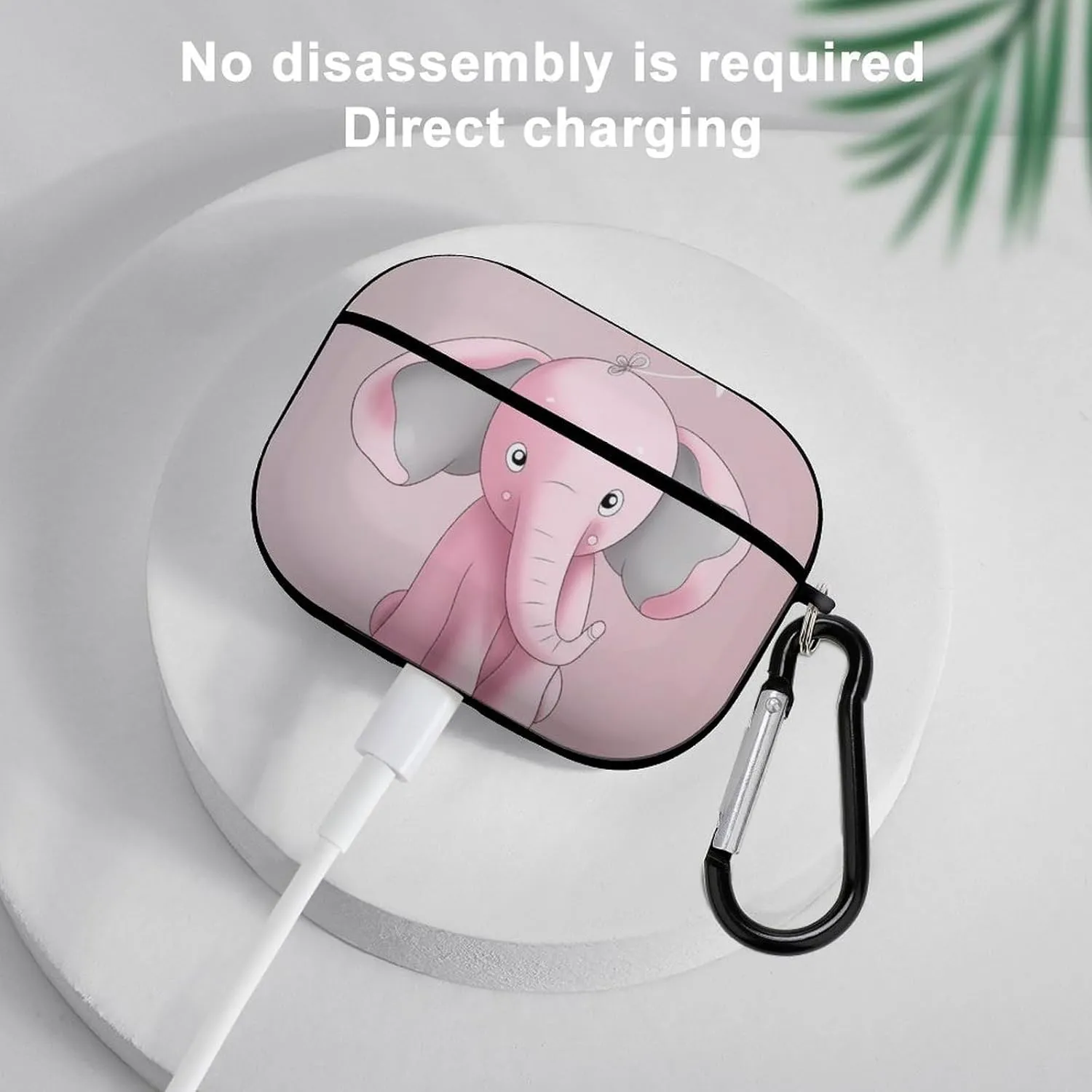Airpods Pro Case for (2nd/1st Gen), Elephant Airpods Pro 2 Cover, Earpods Case with Durable Carabiner, Earbud Cases Supports Wireless Charging Durable and Shockproof
