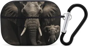 Airpods Pro Case for (2nd/1st Gen), Elephant Black Airpods Pro 2 Cover, Earpods Case with Durable Carabiner, Earbud Cases Supports Wireless Charging Durable and Shockproof