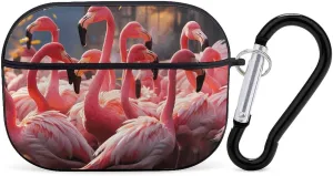 Airpods Pro Case for (2nd/1st Gen), Flamingos Partying Airpods Pro 2 Cover, Earpods Case with Durable Carabiner, Earbud Cases Supports Wireless Charging Durable and Shockproof