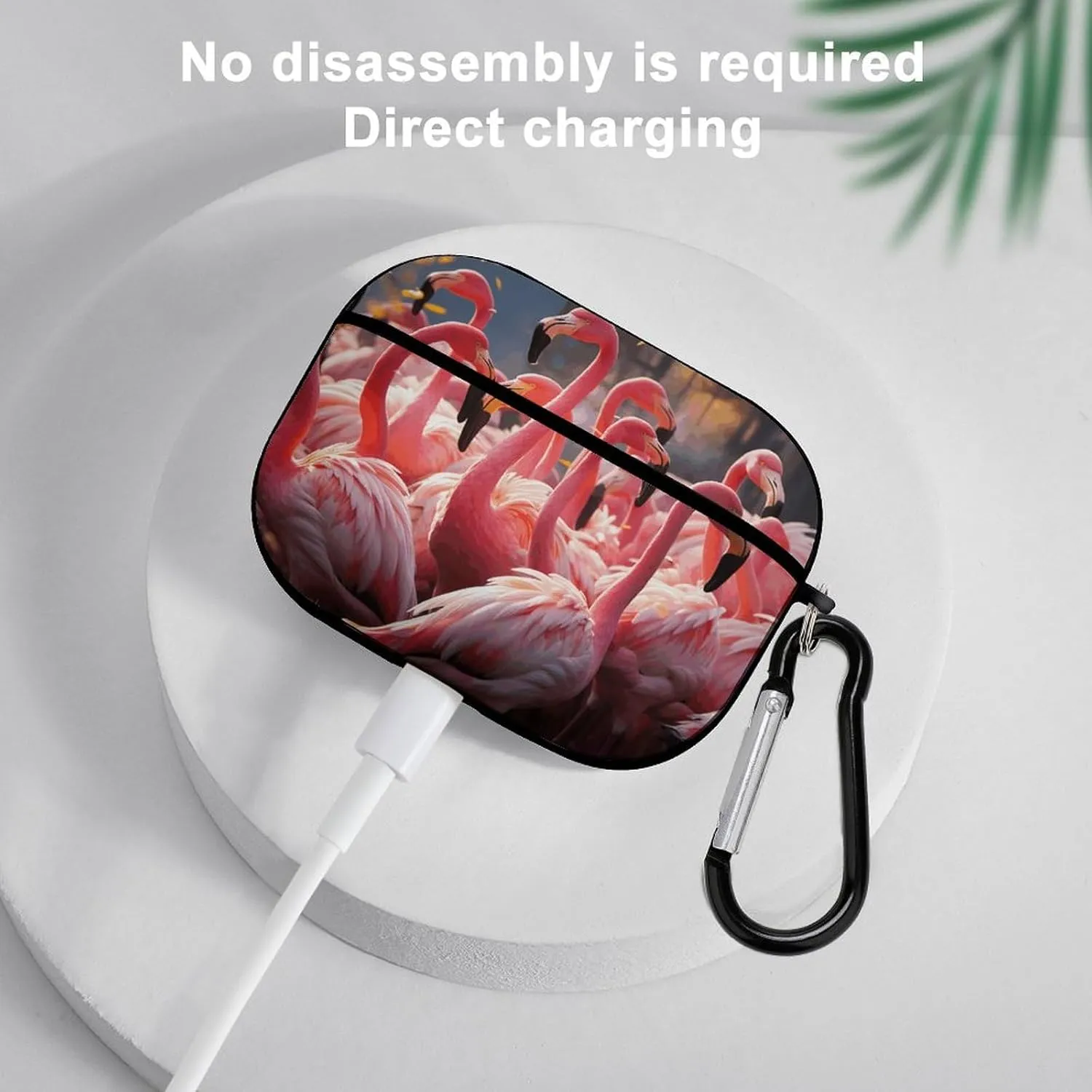 Airpods Pro Case for (2nd/1st Gen), Flamingos Partying Airpods Pro 2 Cover, Earpods Case with Durable Carabiner, Earbud Cases Supports Wireless Charging Durable and Shockproof