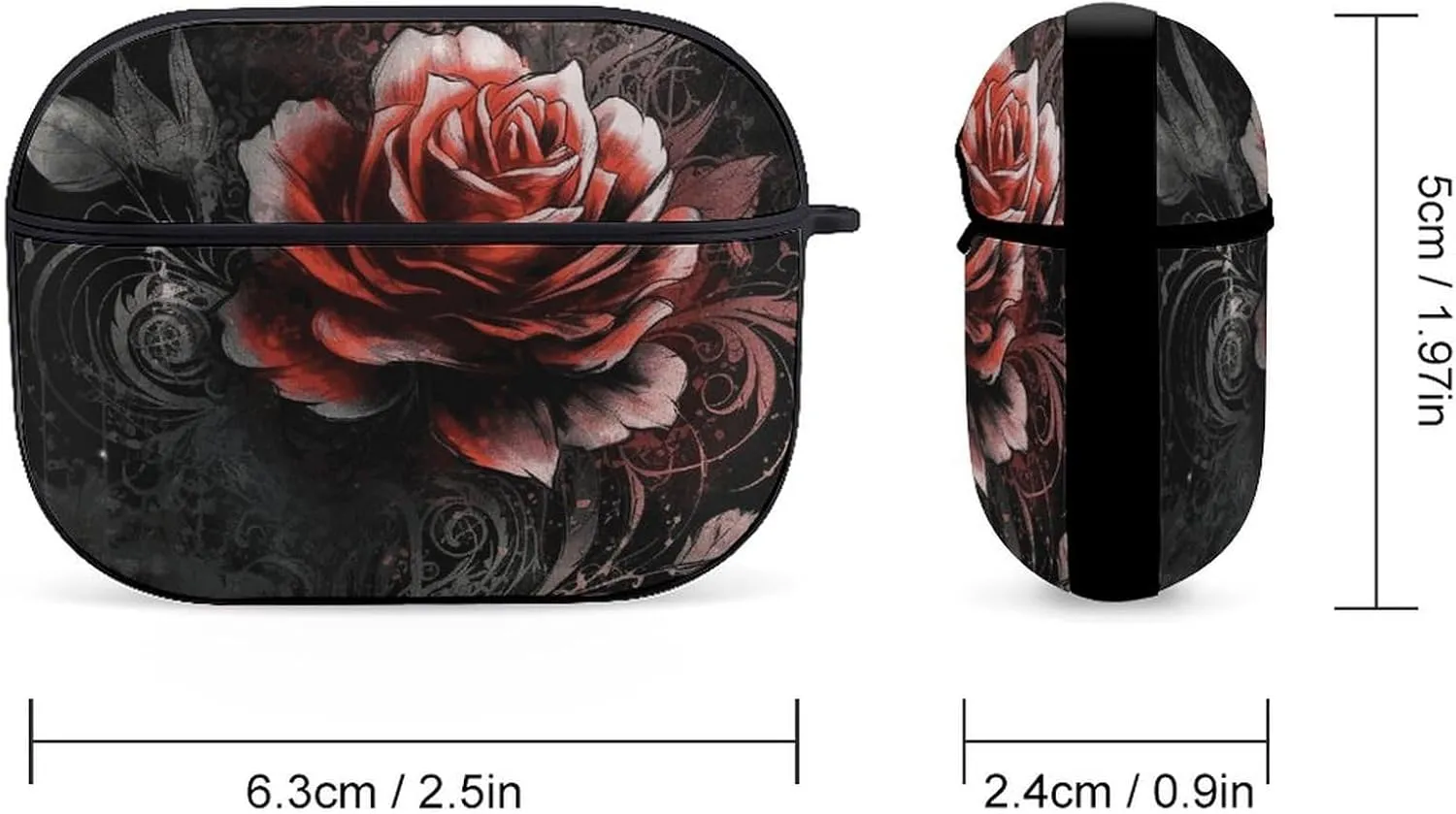 Airpods Pro Case for (2nd/1st Gen), Flat Rose Airpods Pro 2 Cover, Earpods Case with Durable Carabiner, Earbud Cases Supports Wireless Charging Durable and Shockproof