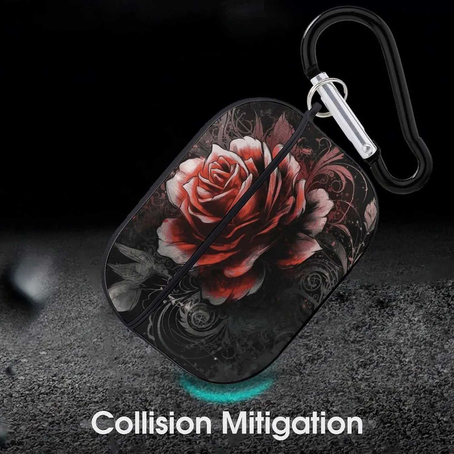 Airpods Pro Case for (2nd/1st Gen), Flat Rose Airpods Pro 2 Cover, Earpods Case with Durable Carabiner, Earbud Cases Supports Wireless Charging Durable and Shockproof
