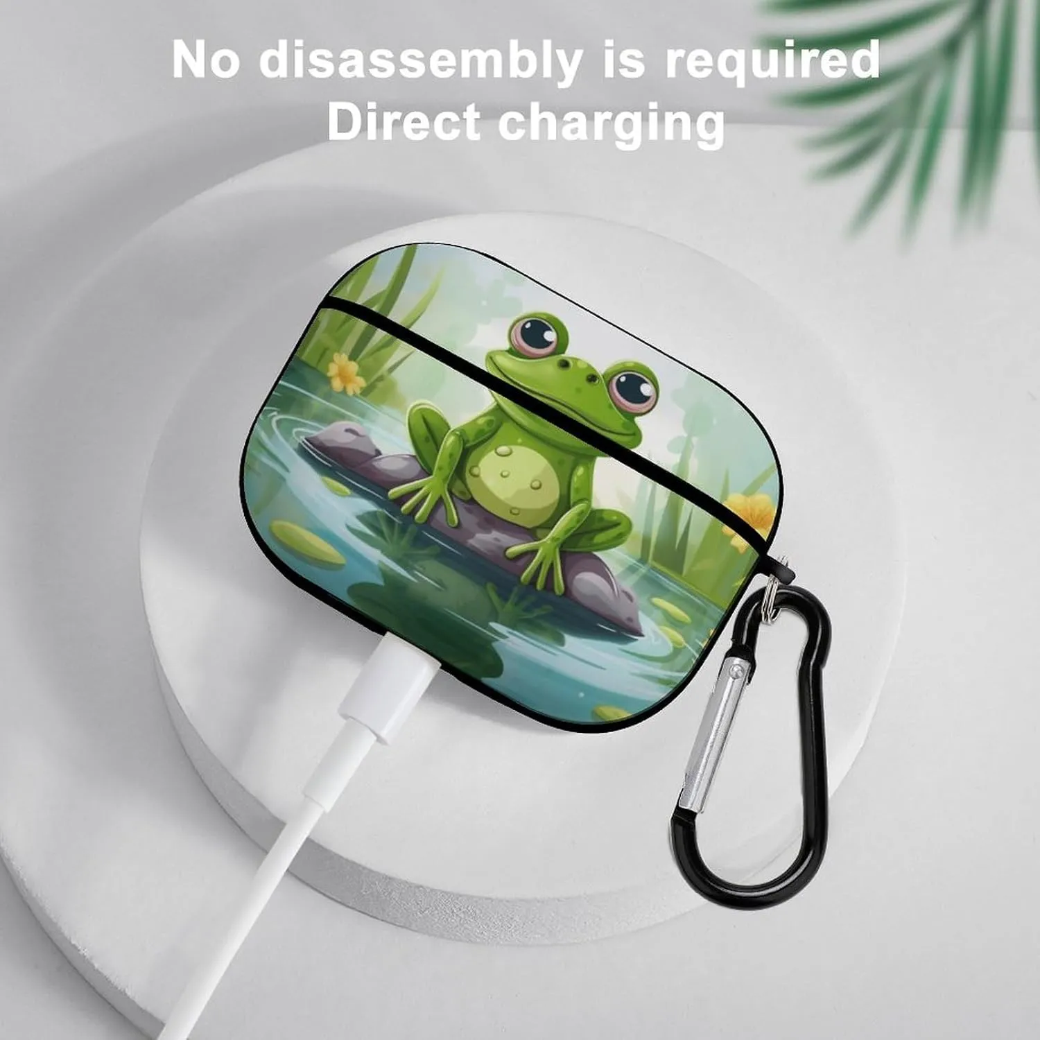 Airpods Pro Case for (2nd/1st Gen), Frog in A Pond Airpods Pro 2 Cover, Earpods Case with Durable Carabiner, Earbud Cases Supports Wireless Charging Durable and Shockproof