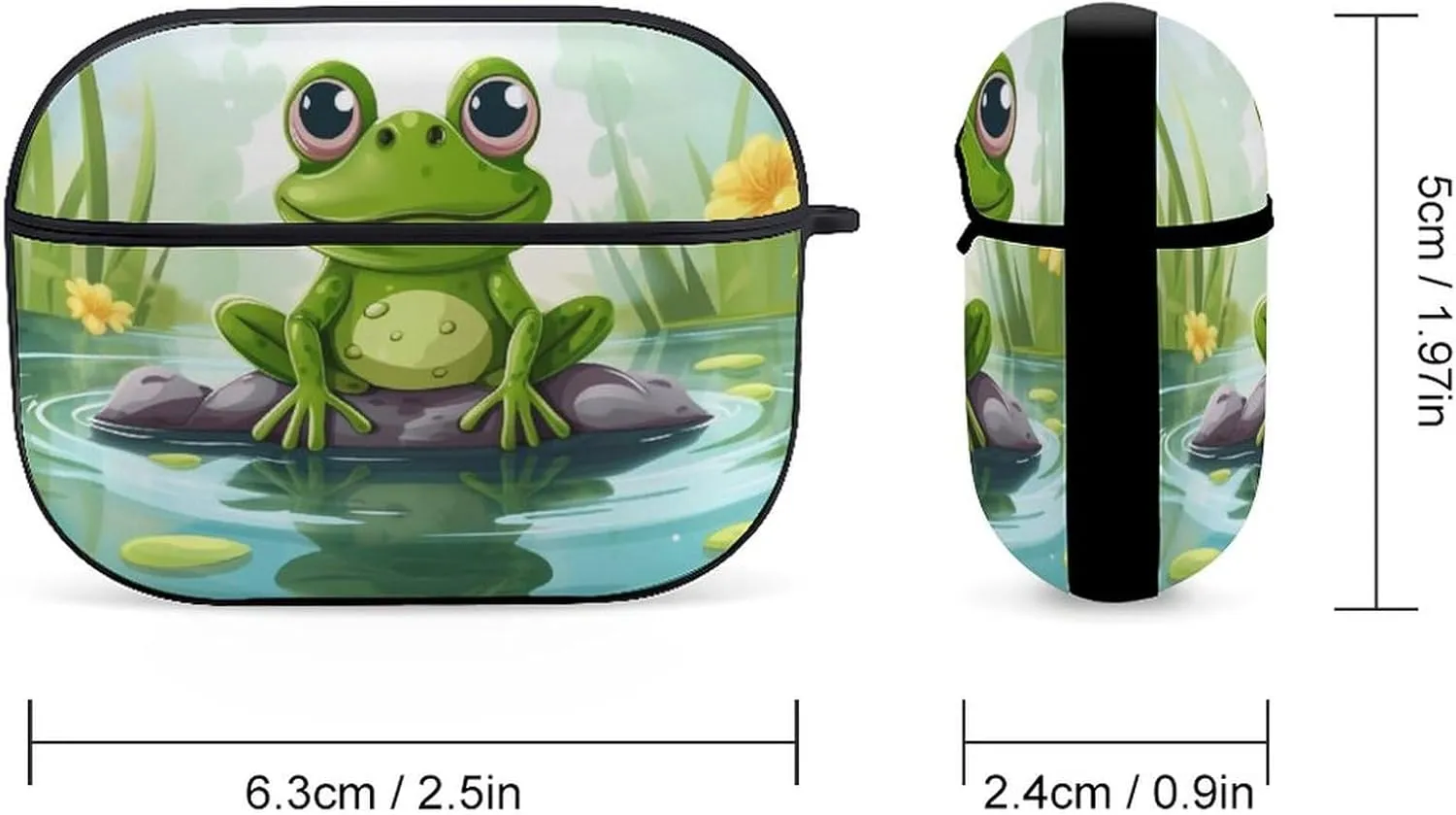 Airpods Pro Case for (2nd/1st Gen), Frog in A Pond Airpods Pro 2 Cover, Earpods Case with Durable Carabiner, Earbud Cases Supports Wireless Charging Durable and Shockproof
