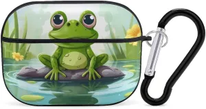 Airpods Pro Case for (2nd/1st Gen), Frog in A Pond Airpods Pro 2 Cover, Earpods Case with Durable Carabiner, Earbud Cases Supports Wireless Charging Durable and Shockproof