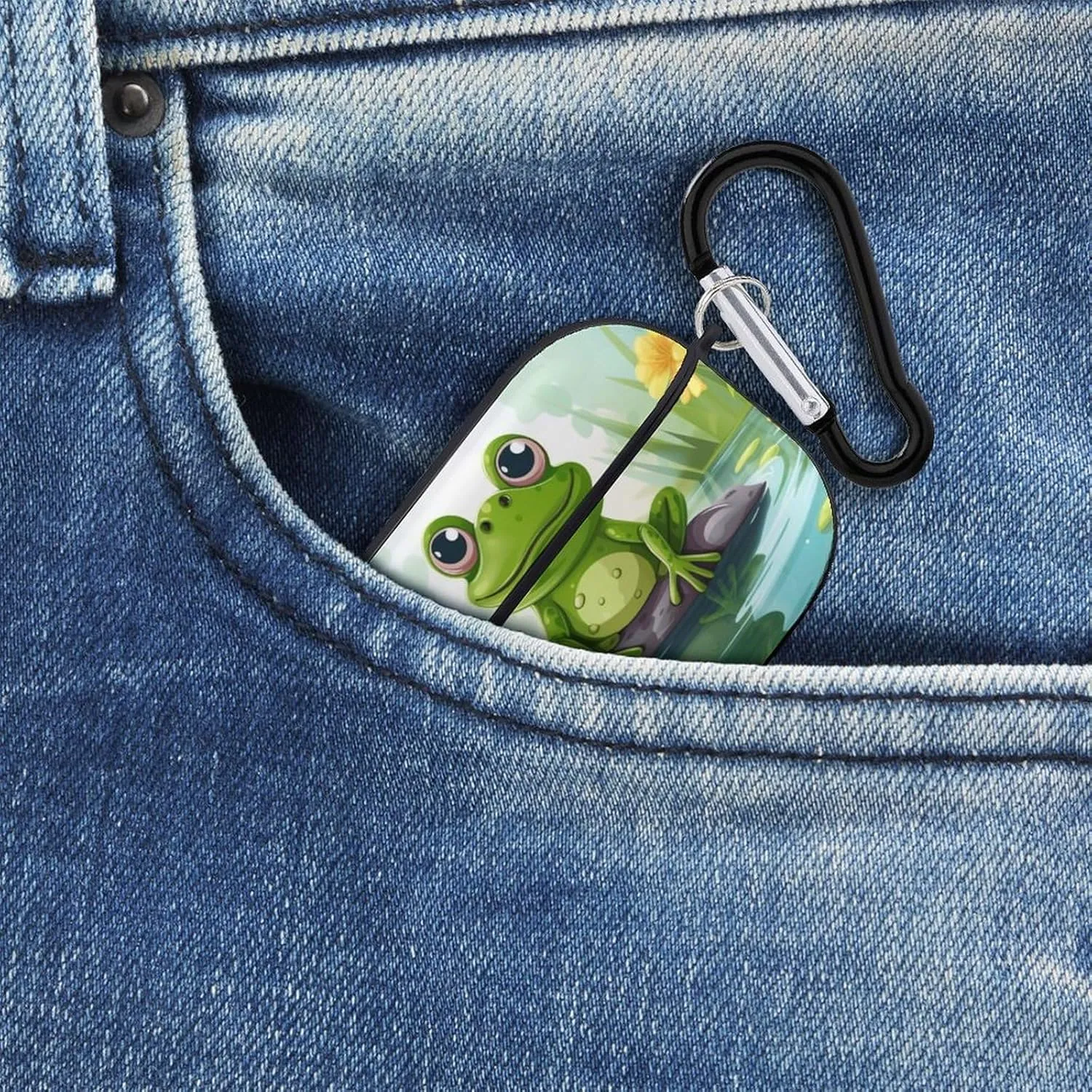 Airpods Pro Case for (2nd/1st Gen), Frog in A Pond Airpods Pro 2 Cover, Earpods Case with Durable Carabiner, Earbud Cases Supports Wireless Charging Durable and Shockproof