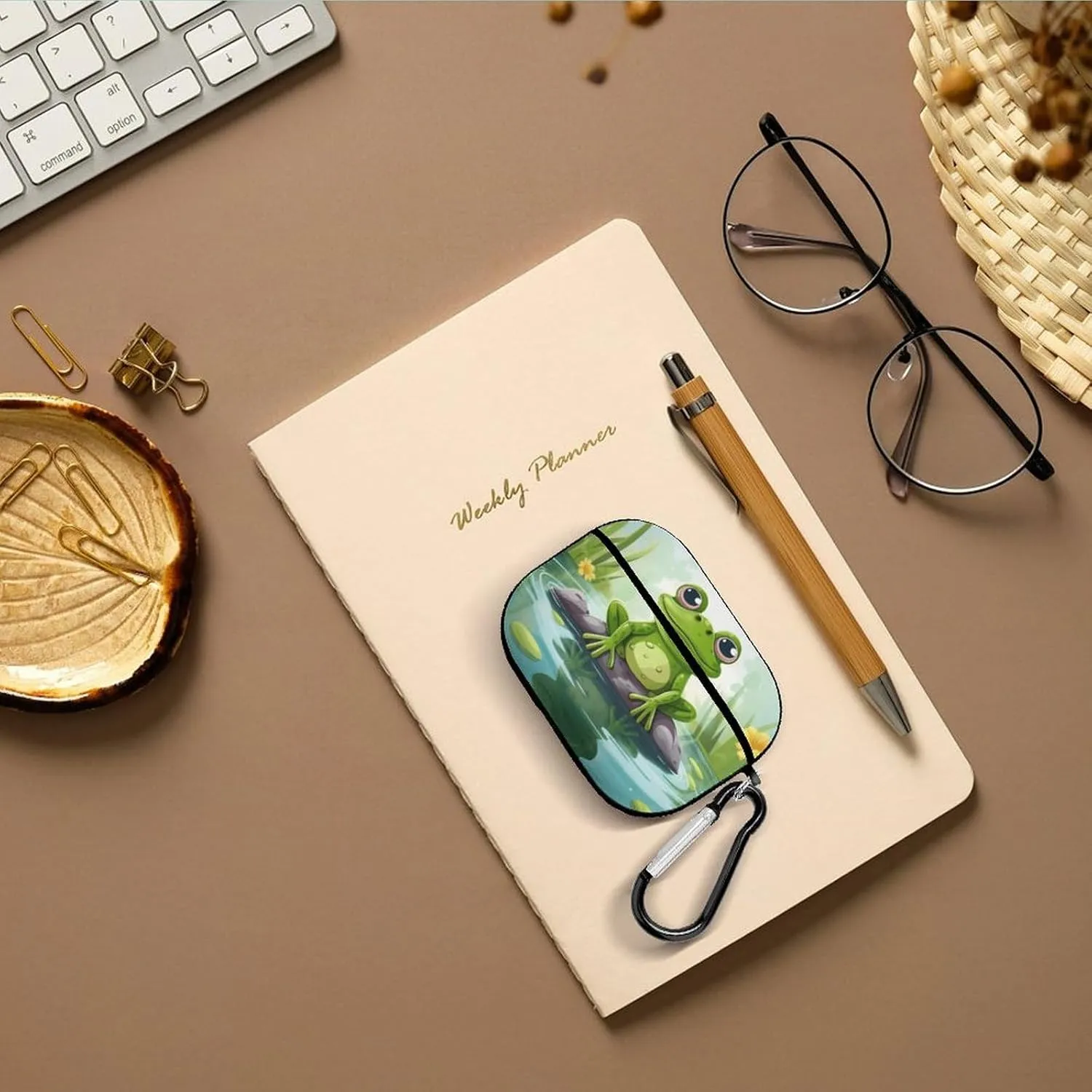 Airpods Pro Case for (2nd/1st Gen), Frog in A Pond Airpods Pro 2 Cover, Earpods Case with Durable Carabiner, Earbud Cases Supports Wireless Charging Durable and Shockproof