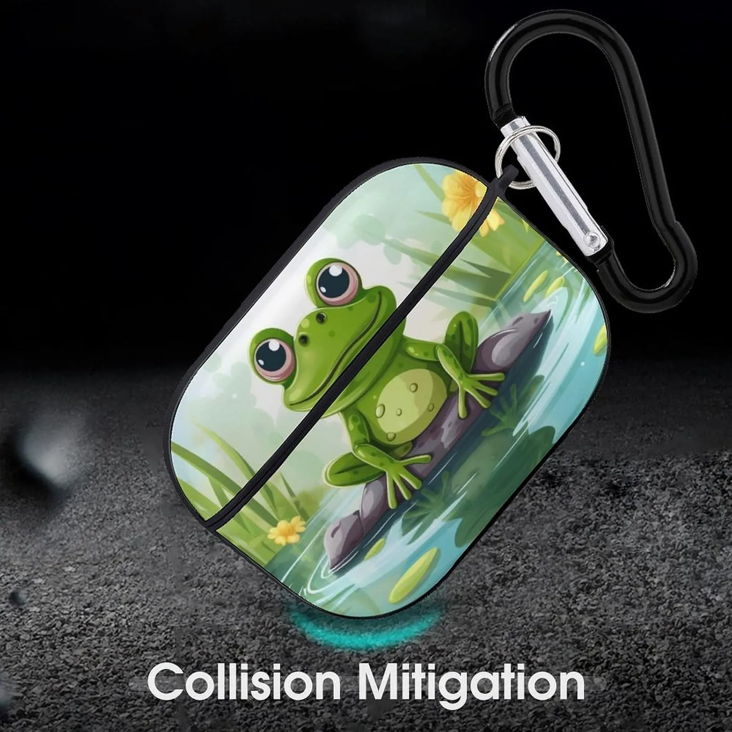 Airpods Pro Case for (2nd/1st Gen), Frog in A Pond Airpods Pro 2 Cover, Earpods Case with Durable Carabiner, Earbud Cases Supports Wireless Charging Durable and Shockproof