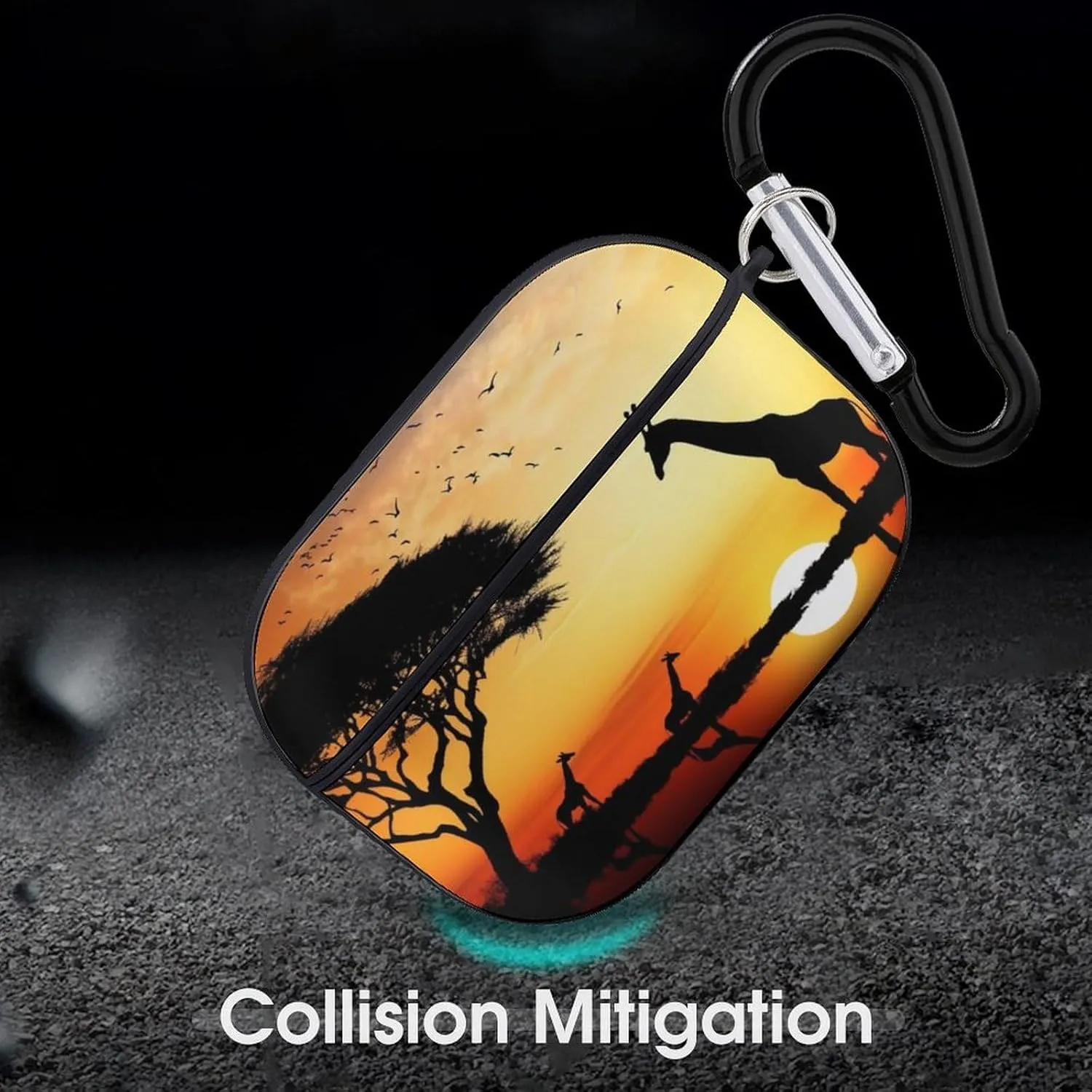 Airpods Pro Case for (2nd/1st Gen), Giraffe Sunset Airpods Pro 2 Cover, Earpods Case with Durable Carabiner, Earbud Cases Supports Wireless Charging Durable and Shockproof