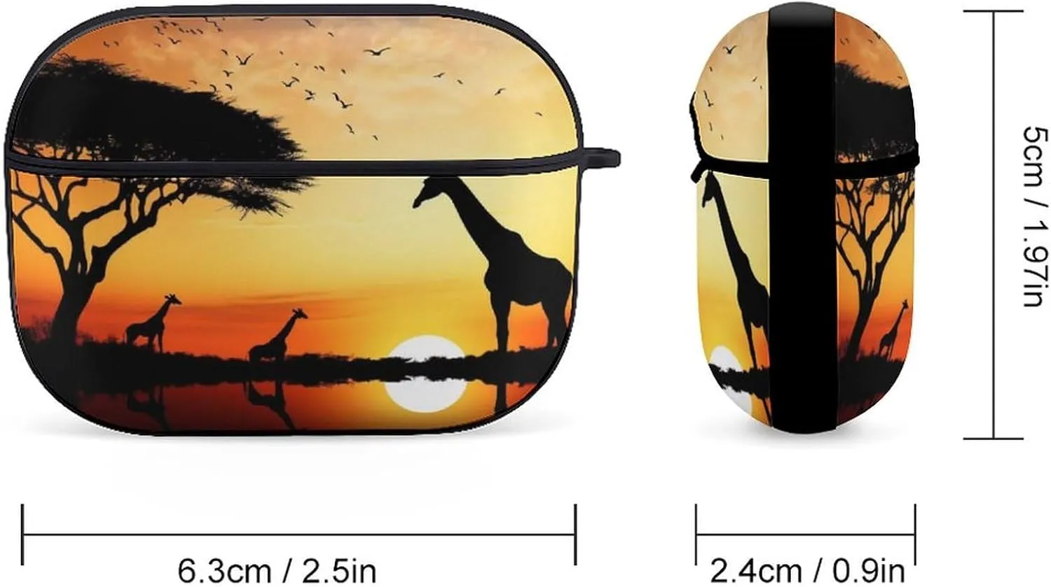 Airpods Pro Case for (2nd/1st Gen), Giraffe Sunset Airpods Pro 2 Cover, Earpods Case with Durable Carabiner, Earbud Cases Supports Wireless Charging Durable and Shockproof