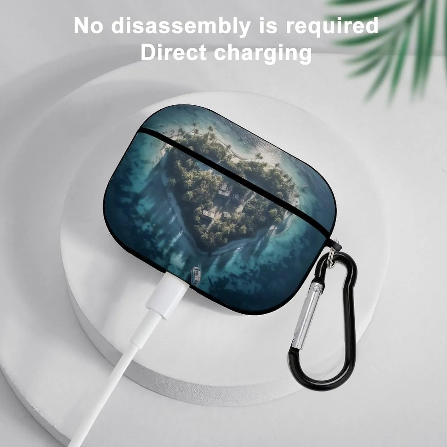 Airpods Pro Case for (2nd/1st Gen), Heart Shaped Island Airpods Pro 2 Cover, Earpods Case with Durable Carabiner, Earbud Cases Supports Wireless Charging Durable and Shockproof