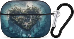 Airpods Pro Case for (2nd/1st Gen), Heart Shaped Island Airpods Pro 2 Cover, Earpods Case with Durable Carabiner, Earbud Cases Supports Wireless Charging Durable and Shockproof