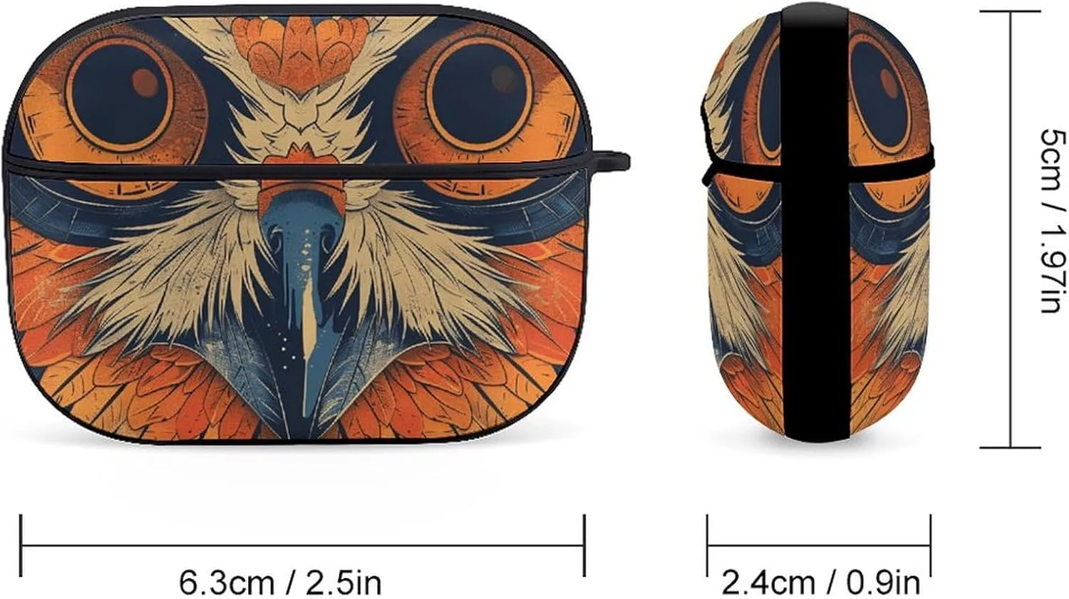 Airpods Pro Case for (2nd/1st Gen), Retro Color Owl Airpods Pro 2 Cover, Earpods Case with Durable Carabiner, Earbud Cases Supports Wireless Charging Durable and Shockproof