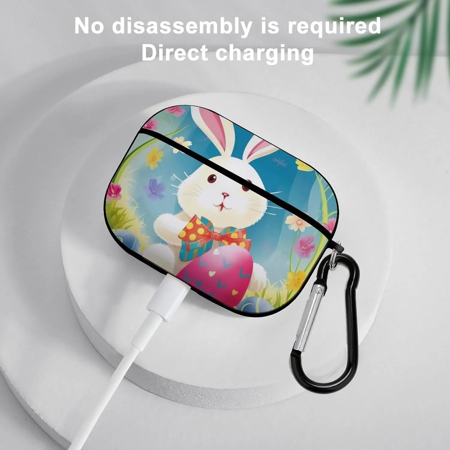 Airpods Pro Case for (2nd/1st Gen), Spring Happy Easter Holiday Airpods Pro 2 Cover, Earpods Case with Durable Carabiner, Earbud Cases Supports Wireless Charging Durable and Shockproof