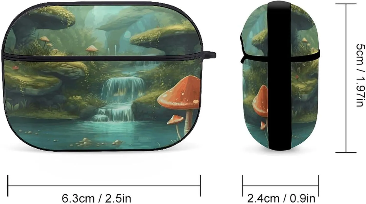 Airpods Pro Case for (2nd/1st Gen), View of Fantasy River Mushroom Airpods Pro 2 Cover, Earpods Case with Durable Carabiner, Earbud Cases Supports Wireless Charging Durable and Shockproof