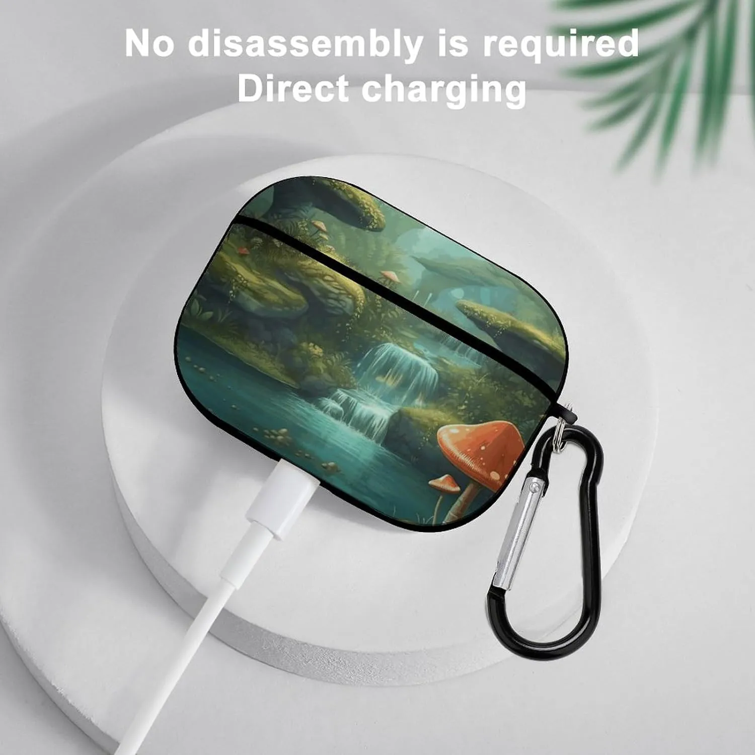 Airpods Pro Case for (2nd/1st Gen), View of Fantasy River Mushroom Airpods Pro 2 Cover, Earpods Case with Durable Carabiner, Earbud Cases Supports Wireless Charging Durable and Shockproof