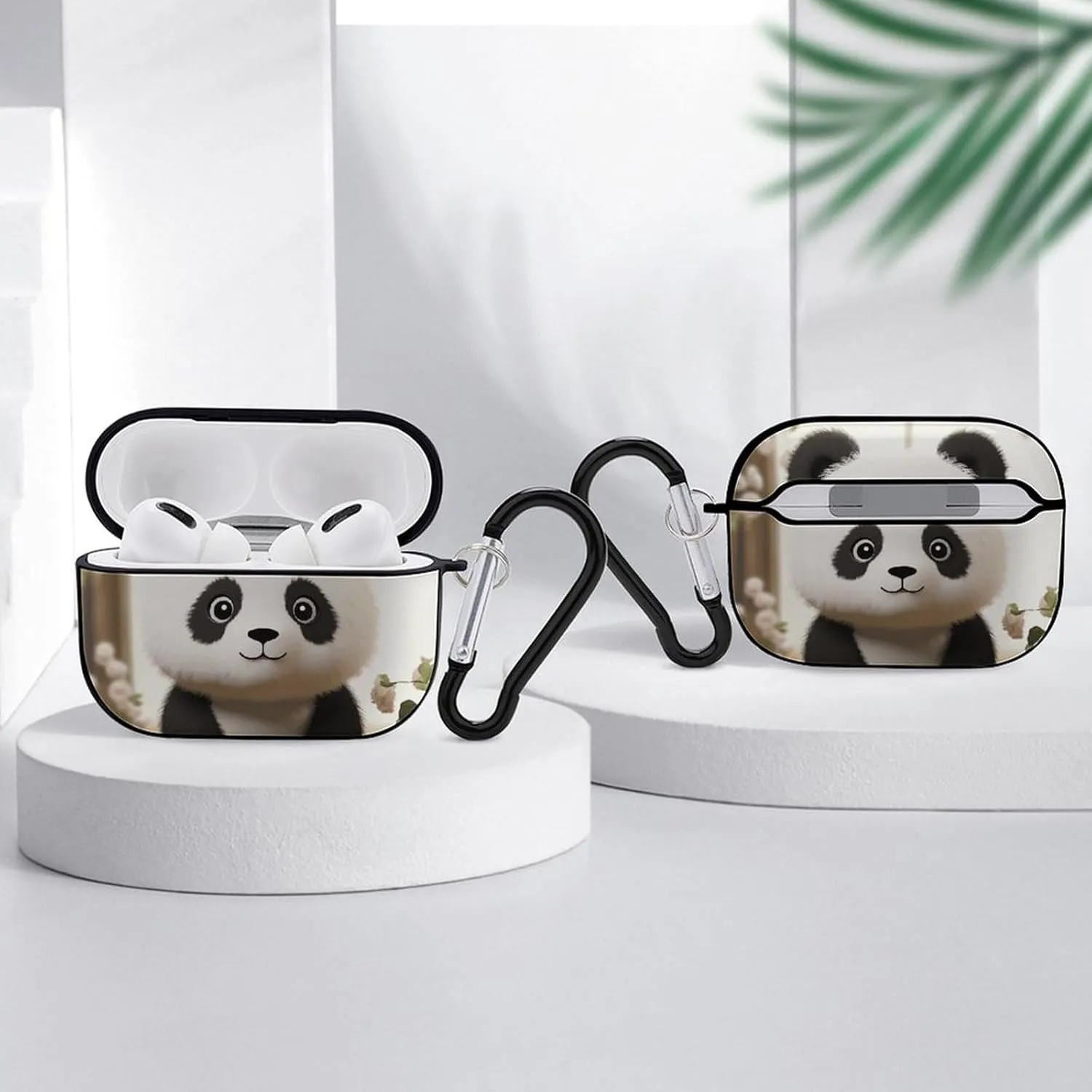 Airpods Pro Case for (2nd/1st Gen), White Panda Airpods Pro 2 Cover, Earpods Case with Durable Carabiner, Earbud Cases Supports Wireless Charging Durable and Shockproof