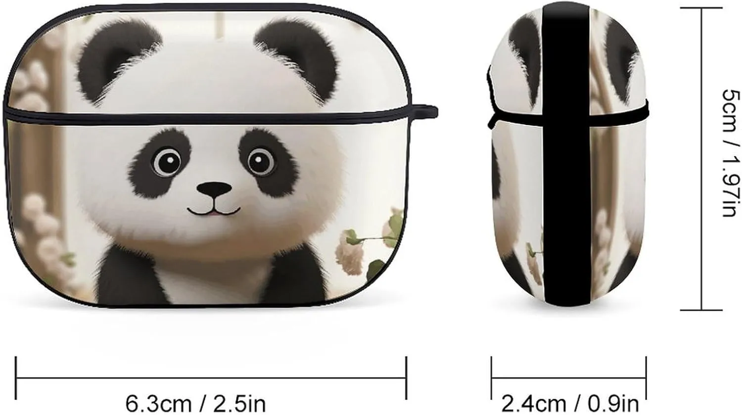 Airpods Pro Case for (2nd/1st Gen), White Panda Airpods Pro 2 Cover, Earpods Case with Durable Carabiner, Earbud Cases Supports Wireless Charging Durable and Shockproof