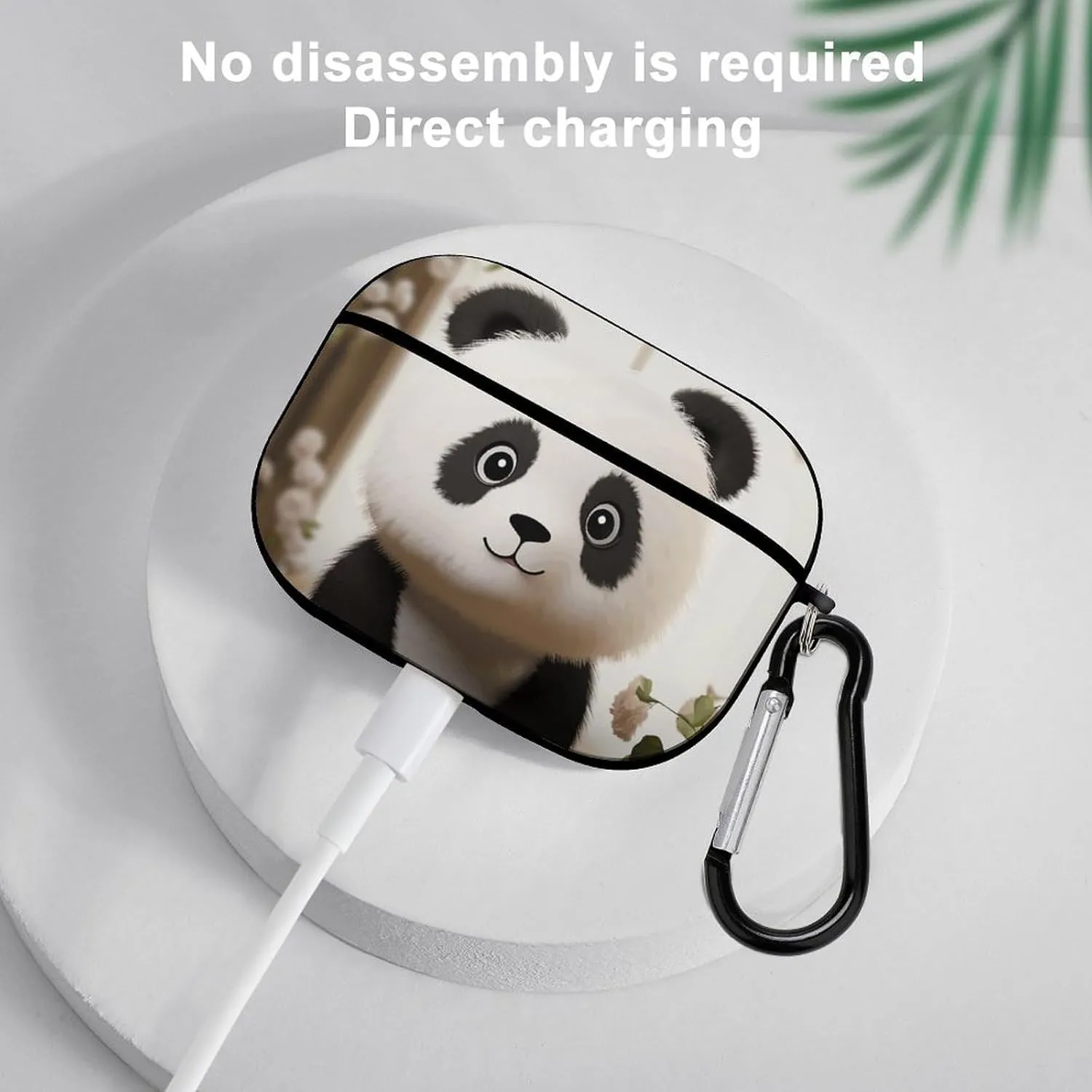 Airpods Pro Case for (2nd/1st Gen), White Panda Airpods Pro 2 Cover, Earpods Case with Durable Carabiner, Earbud Cases Supports Wireless Charging Durable and Shockproof