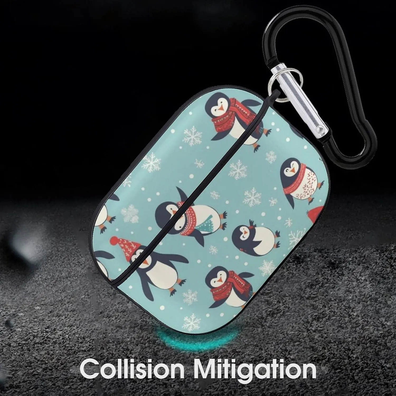 Airpods Pro Case for (2nd/1st Gen), Winter Christmas Penguins Airpods Pro 2 Cover, Earpods Case with Durable Carabiner, Earbud Cases Supports Wireless Charging Durable and Shockproof