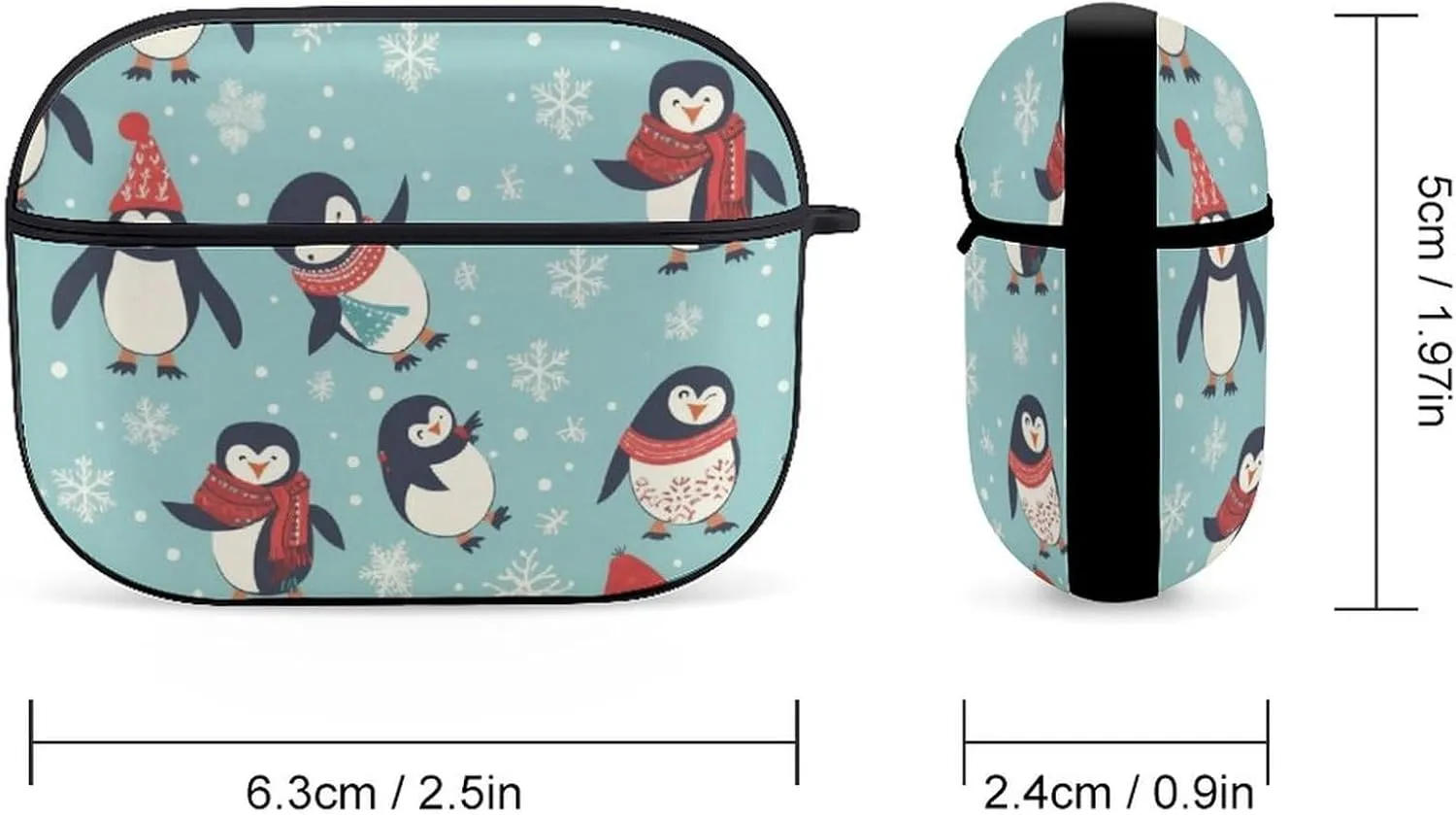 Airpods Pro Case for (2nd/1st Gen), Winter Christmas Penguins Airpods Pro 2 Cover, Earpods Case with Durable Carabiner, Earbud Cases Supports Wireless Charging Durable and Shockproof