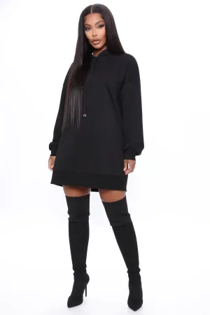 All Fur You Sweatshirt Dress - Black