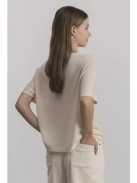 Allude Short Sleeve Cashmere Jumper in Navy