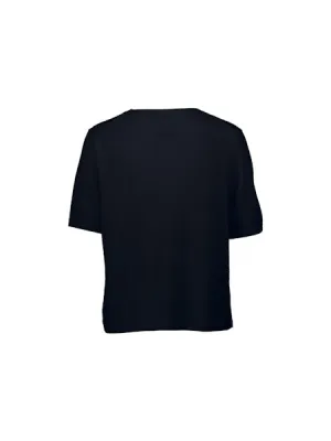 Allude Short Sleeve Cashmere Jumper in Navy