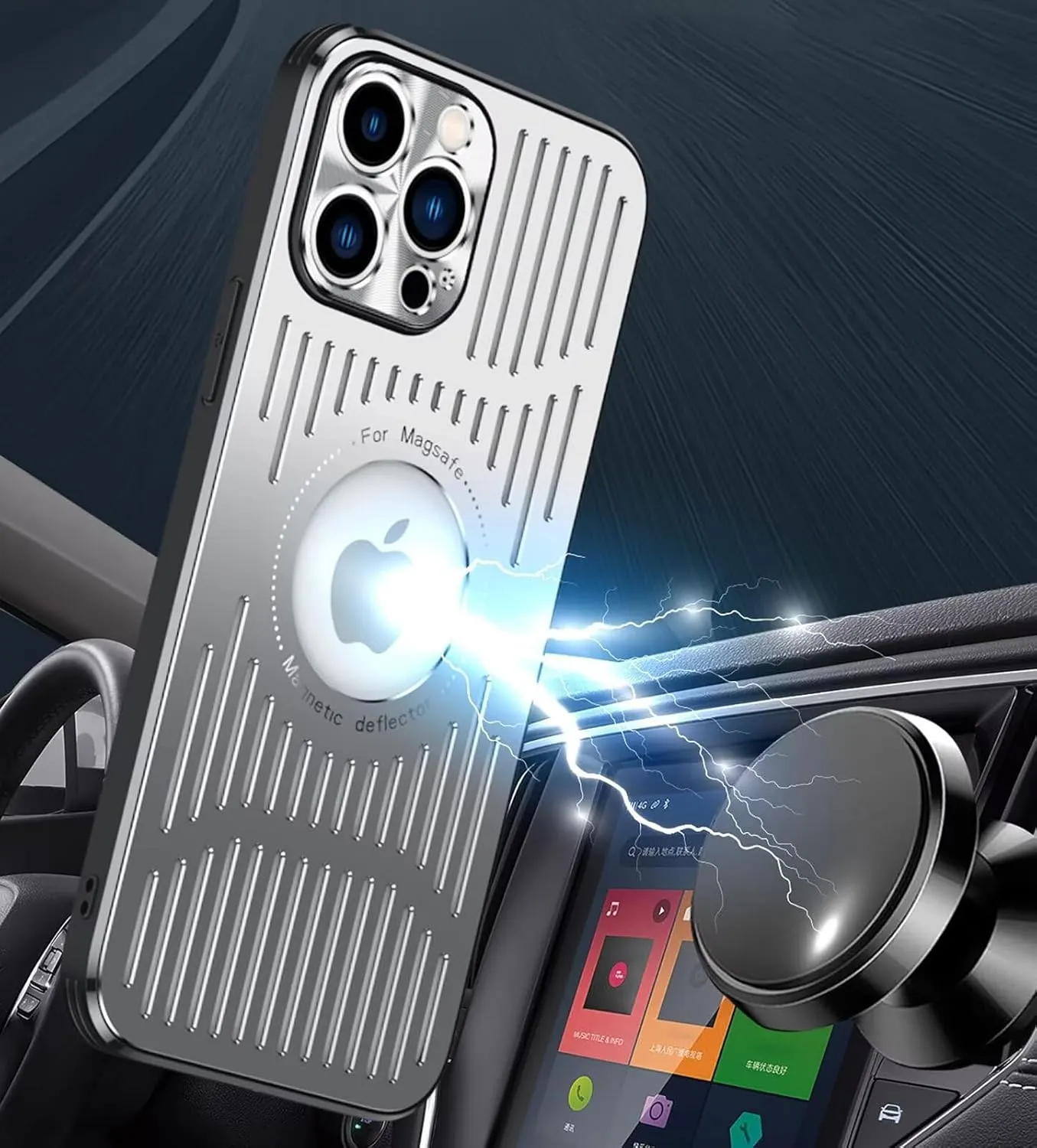 Aluminum Metal Back Plate Phone Case for iPhone 13 Pro Max,Hollow Heat Dissipation Structure   TPU Protection Beautiful Durable and Wear-Resistant 6.7" Silver