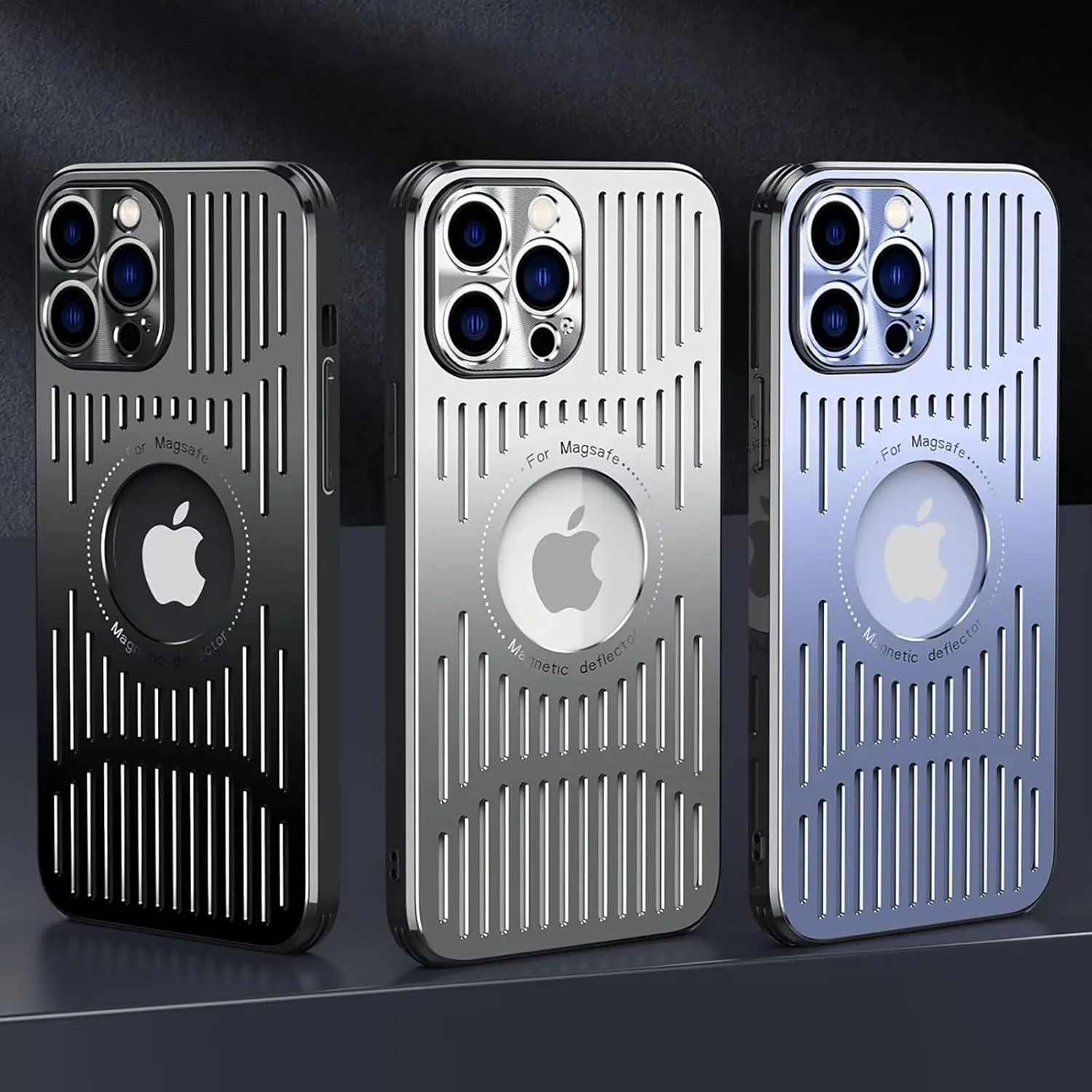 Aluminum Metal Back Plate Phone Case for iPhone 13 Pro Max,Hollow Heat Dissipation Structure   TPU Protection Beautiful Durable and Wear-Resistant 6.7" Silver