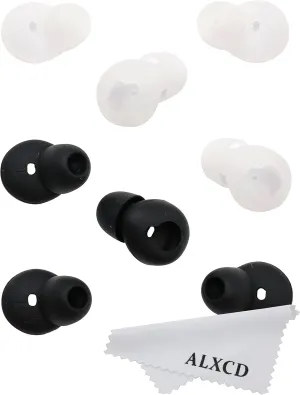 ALXCD Ear Tip for Gear Circle Bluetooth Earphone, Black & White 4 Pair Durable Soft Silicone Replacement Ear Tip Eargel, Fit for Samsung Gear Circle Bluetooth Earphone SM-R130 [Black/White] (4 Pair)