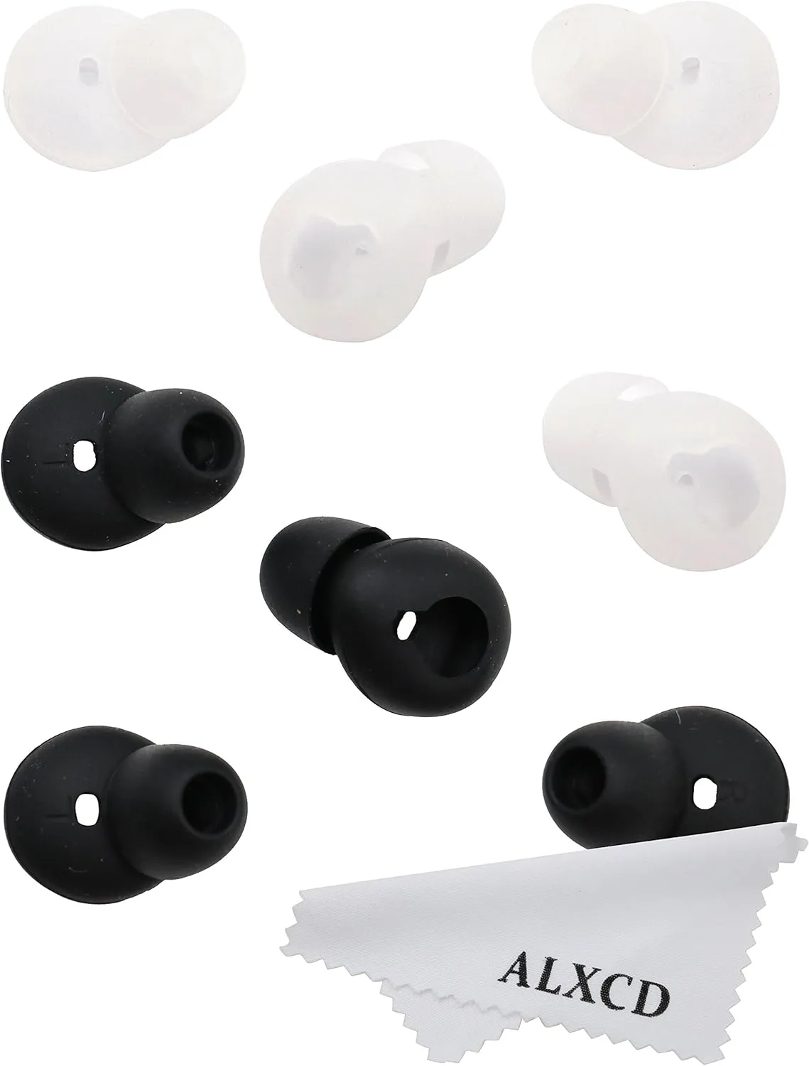 ALXCD Ear Tip for Gear Circle Bluetooth Earphone, Black & White 4 Pair Durable Soft Silicone Replacement Ear Tip Eargel, Fit for Samsung Gear Circle Bluetooth Earphone SM-R130 [Black/White] (4 Pair)