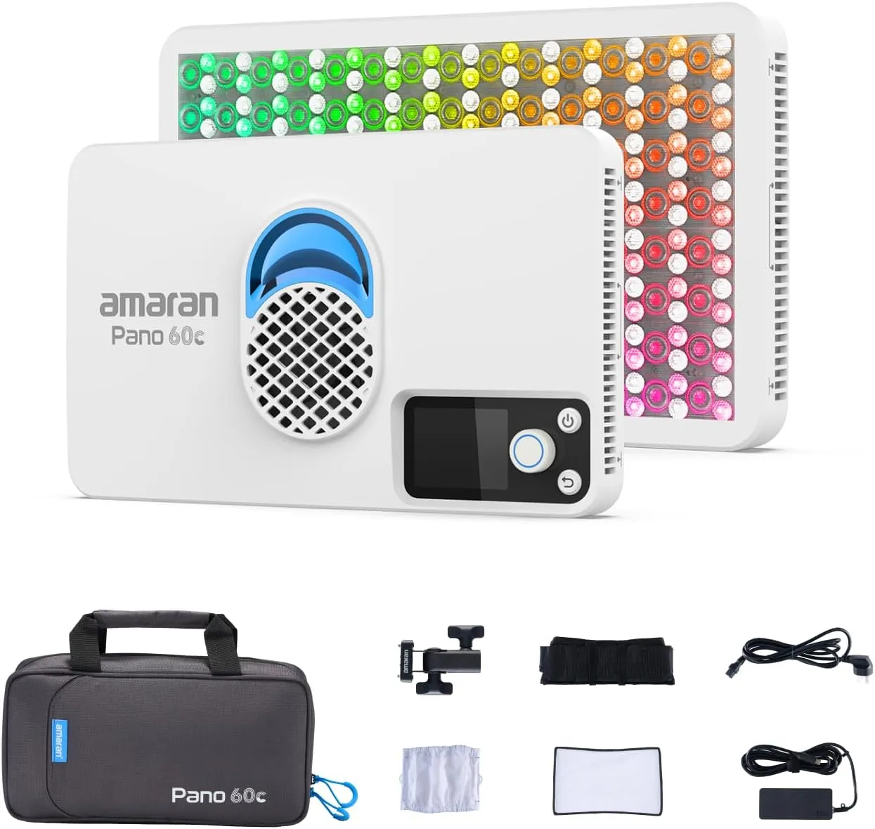 amaran Pano 60c Kit,Compact 60W RGBWW Full Color Panel Light,Support USB-C PD,CCT 2,300K-10,000K,12 Lighting Efects,APP Control w/Softbox Carrying Case Studio Light Photography Lighting (White)