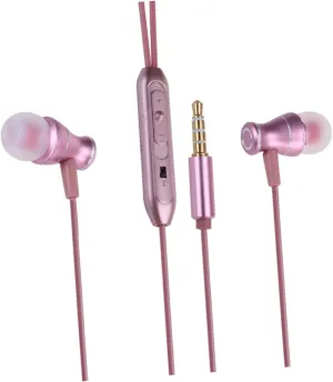 Angoily in-Ear Earphones with Microphone Noise Cancelling Wired Headphones Plug Ergonomic Design Durable Construction for Sports and Gym Pink