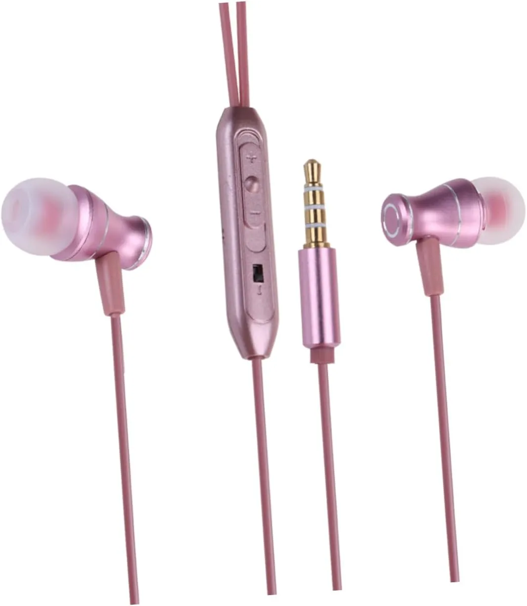 Angoily in-Ear Earphones with Microphone Noise Cancelling Wired Headphones Plug Ergonomic Design Durable Construction for Sports and Gym Pink
