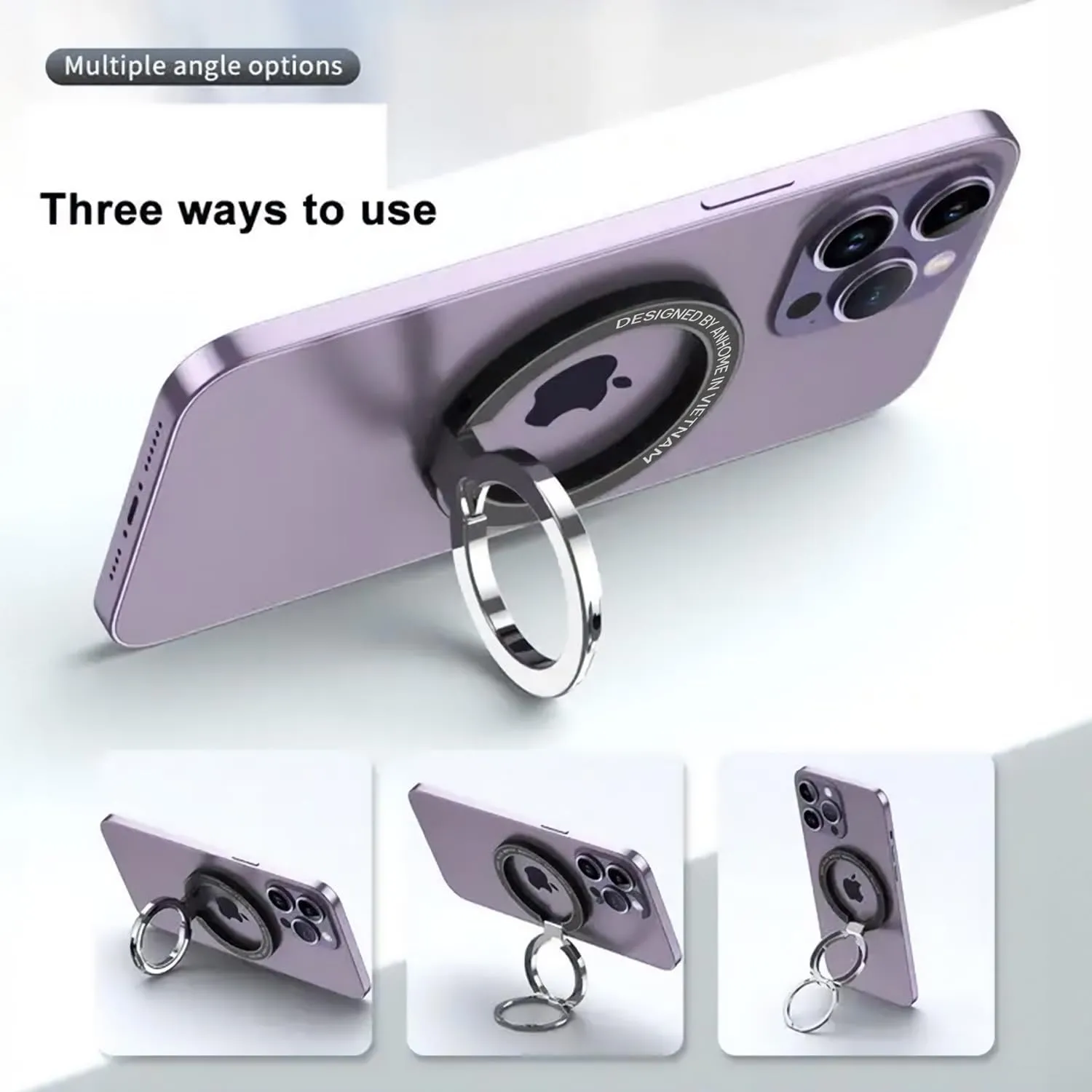 AnHome Magnetic Phone Ring Holder for MagSafe Kickstand, Magnet Finger Loop Grip Stand Holders, Compatible with iPhone 15 14 Plus 13 12 Pro, Pro Max, Mini, Mag Safe Cell Phone Accessories
