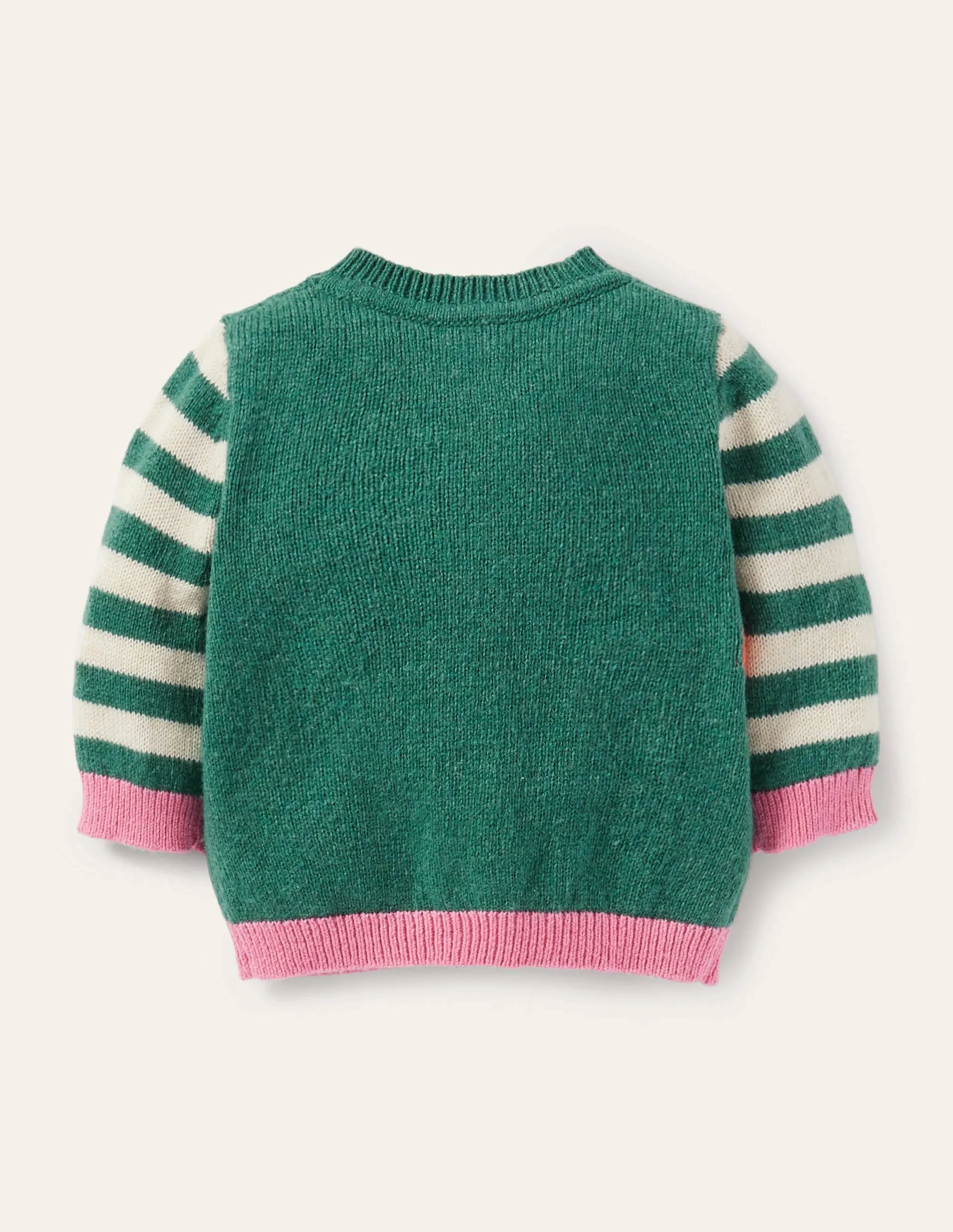 Animal Logo Cardigan-Ivory/Sardinia Green Squirrel