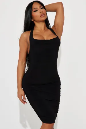 Annalee Ruched Mini Dress - Black