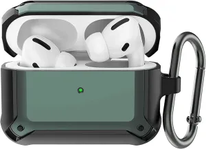 ANTONIA Cover Case Compatible for Airpods Pro | Green - Black Color - Eggshell Protective Case with Metal Keychain | (Only Cover) Green & Black - 25