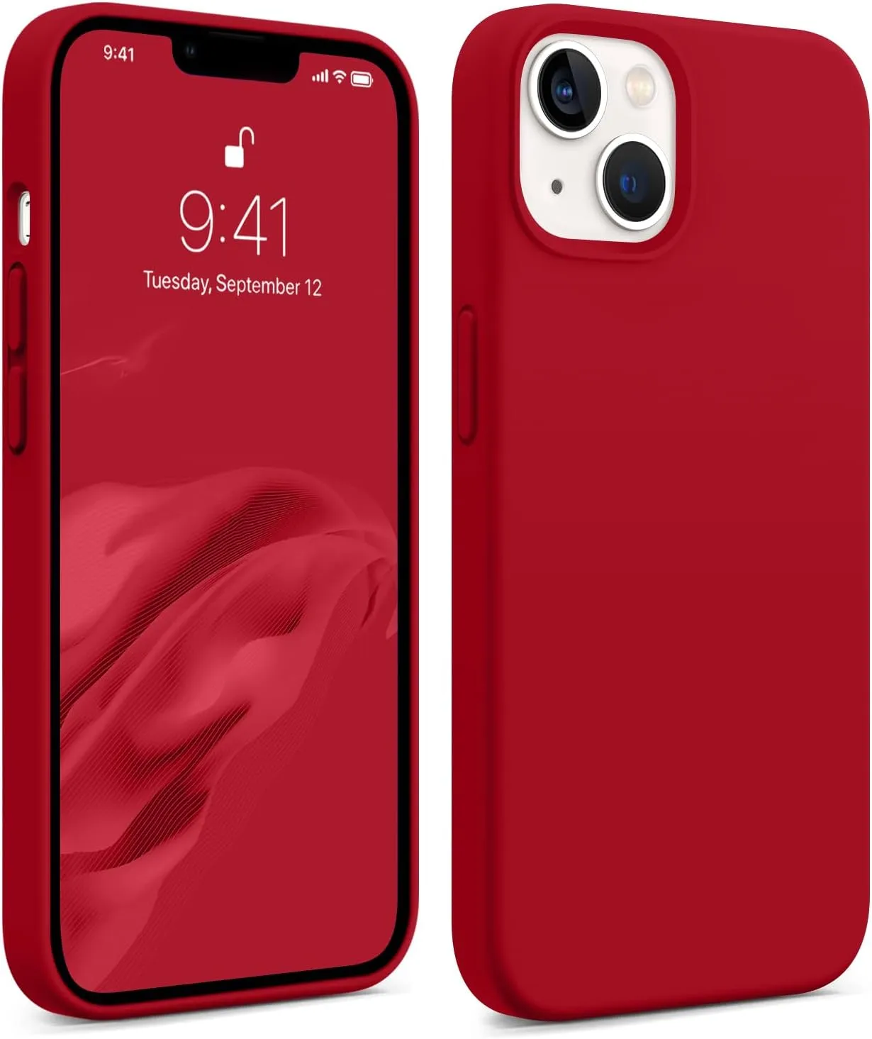 AOTESIER Magnetic for iPhone 13 Case, [Compatible with MagSafe][Military Shockproof Protection] Silicone Case with Soft Microfiber Lining, Camera & Screen Protection 6.1 inch, Deed Red