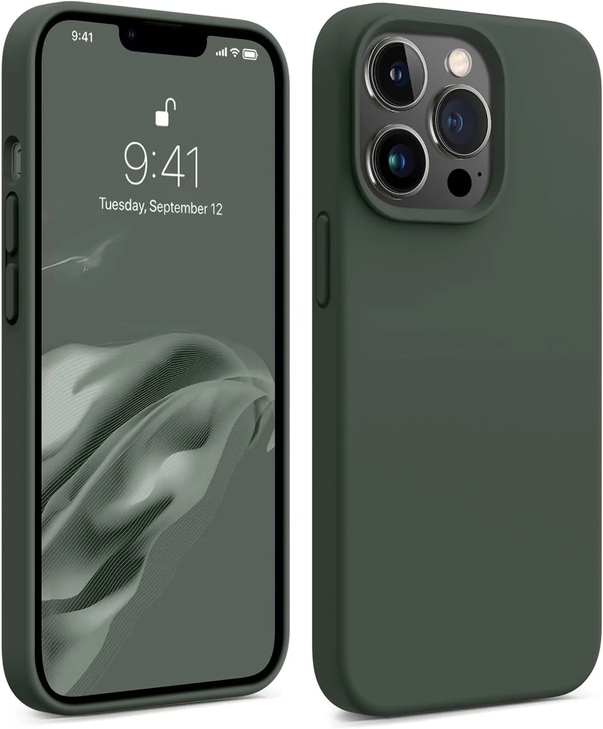 AOTESIER Magnetic for iPhone 13 Pro Max Phone Case, [Compatible with MagSafe][Military Shockproof Protection] Silicone Case with Soft Anti-Scratch Microfiber Lining, 6.7 inch, Alpine Green