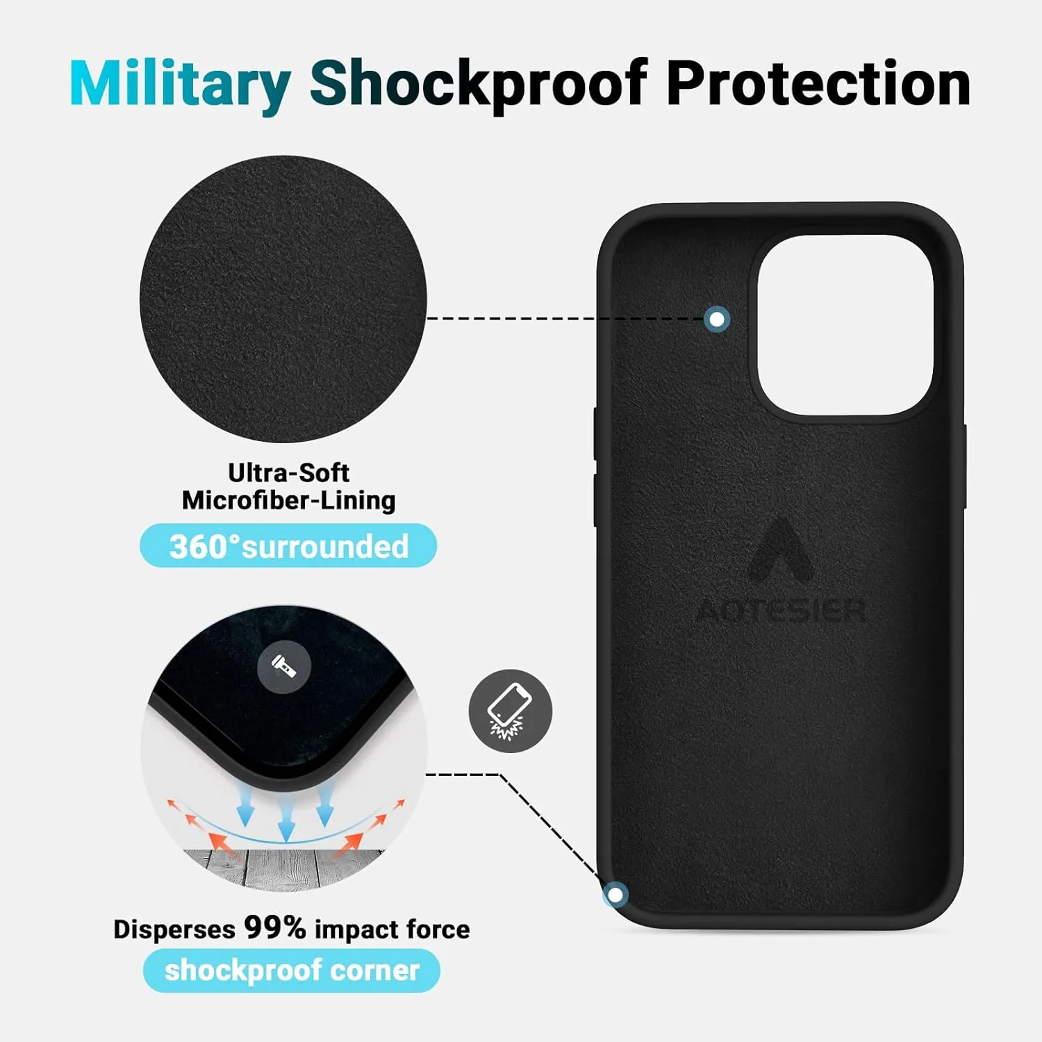 AOTESIER Magnetic for iPhone 13 Pro Max Phone Case, [Compatible with MagSafe][Military Shockproof Protection] Silicone Case with Soft Anti-Scratch Microfiber Lining, 6.7 inch, Black