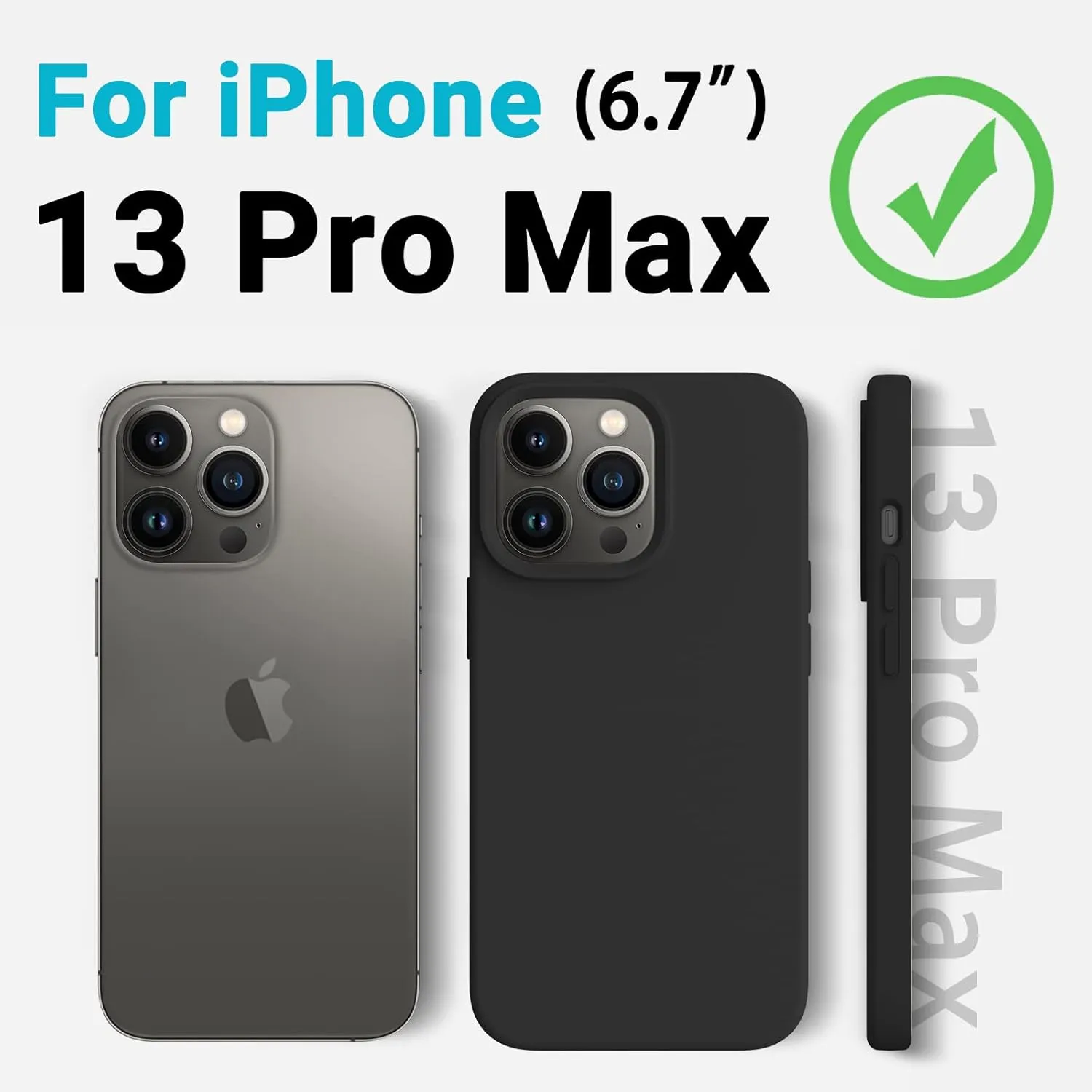 AOTESIER Magnetic for iPhone 13 Pro Max Phone Case, [Compatible with MagSafe][Military Shockproof Protection] Silicone Case with Soft Anti-Scratch Microfiber Lining, 6.7 inch, Black