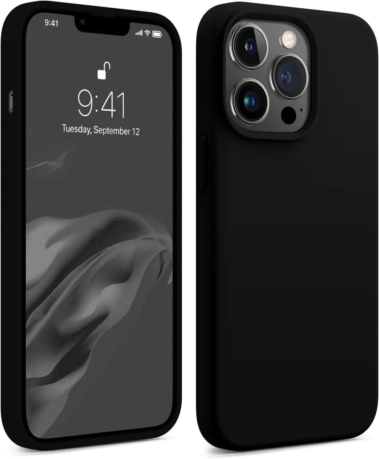 AOTESIER Magnetic for iPhone 13 Pro Max Phone Case, [Compatible with MagSafe][Military Shockproof Protection] Silicone Case with Soft Anti-Scratch Microfiber Lining, 6.7 inch, Black