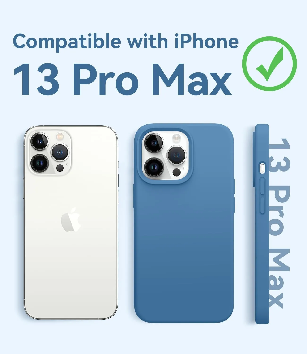 AOTESIER Magnetic for iPhone 13 Pro Max Phone Case, [Compatible with MagSafe][Military Shockproof Protection] Silicone Case with Soft Anti-Scratch Microfiber Lining, 6.7 inch, Blue