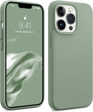 AOTESIER Magnetic for iPhone 13 Pro Max Phone Case, [Compatible with MagSafe][Military Shockproof Protection] Silicone Case with Soft Anti-Scratch Microfiber Lining, 6.7 inch, Calke Green