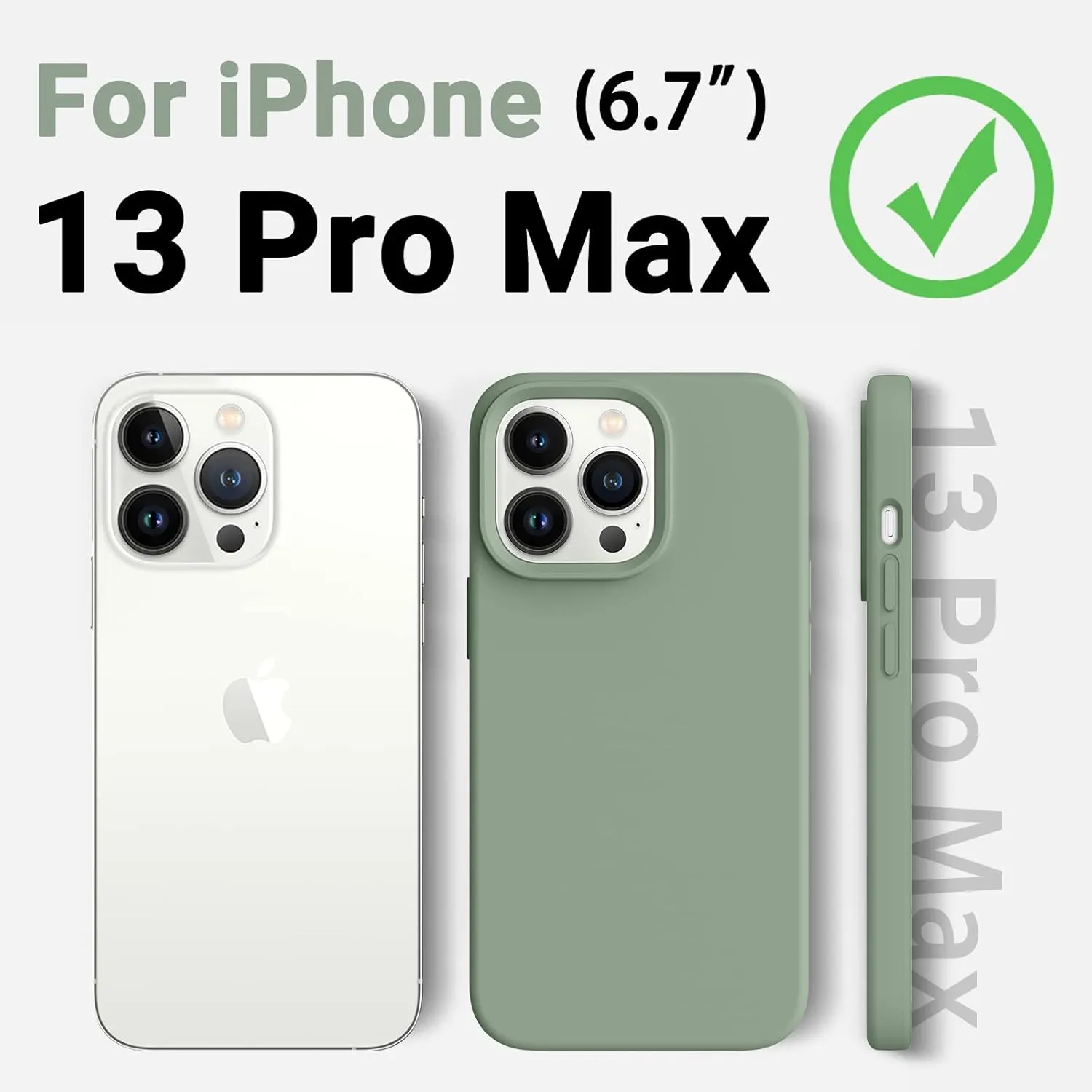 AOTESIER Magnetic for iPhone 13 Pro Max Phone Case, [Compatible with MagSafe][Military Shockproof Protection] Silicone Case with Soft Anti-Scratch Microfiber Lining, 6.7 inch, Calke Green